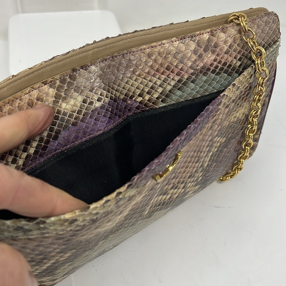 Supreme Python Snakeskin Multi Color Clutch Shoul… - image 4